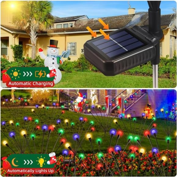 6Pack Solar Christmas Lights Outdoor Waterproof, 8LED Lights, Multicolor - Picture 2 of 6